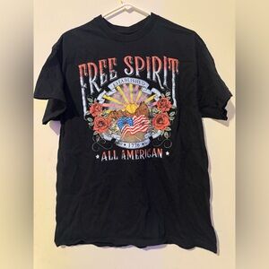 Goodie Two Sleeves “Free Spirit, All American” Graphic Black T-Shirt